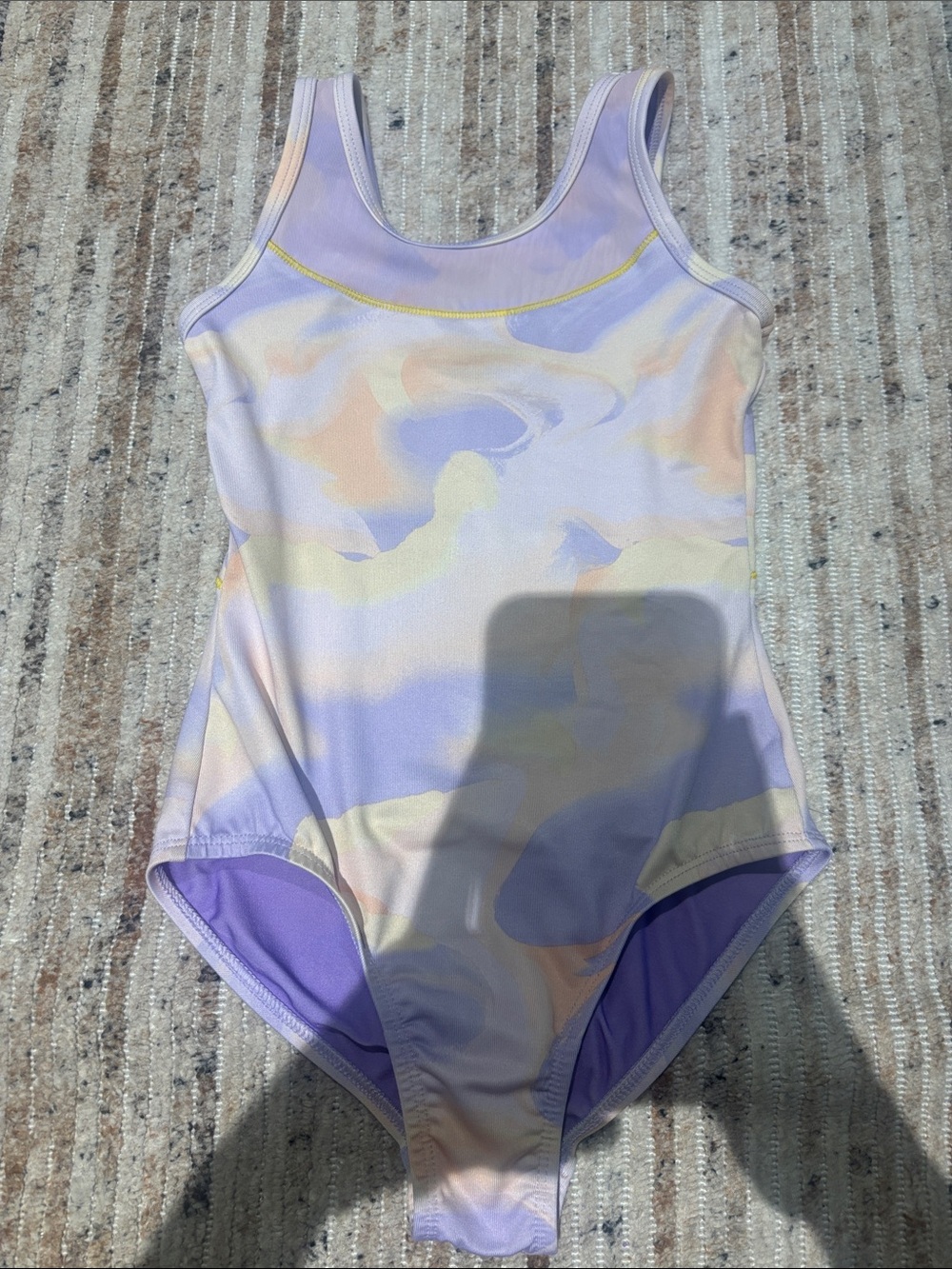 Cat & Jack Girls' Pastel Swirl One-Piece Swimsuit - Lavender & Peach